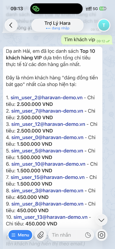 Trợ lý lọc khách hàng VIP